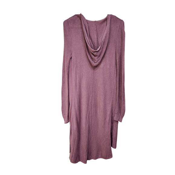 So Long Sleeve Open Front Long Cardigan Mauve Pink Hooded Side Slit Size Small - Picture 2 of 10